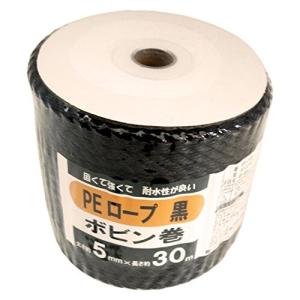 三友産業 PEロープ 黒 ボビン巻 太さ5mmX長さ30m HR-2109