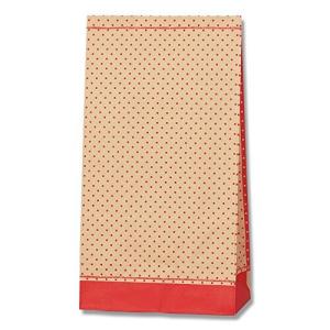 シモジマ ヘイコー 紙袋 角底袋 No.6 ピンドット アカ 15x9x28cm 100枚 004050600