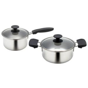 ニシヤマ 鍋 日本製 鍋セット ステンレス 片手鍋 16cm 1.8L / 両手鍋 2.2L 18cm ナジラテ NRT-34KR