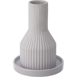 不二貿易 加湿ポット 幅8×奥行8×高さ14cm グレー 素焼き フラワーベース 41535 小型