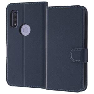 レイ アウト ケース arrows We 耐衝撃 手帳型 シンプル マグネット/ダークネイビー ブルー