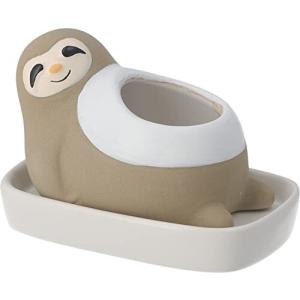 不二貿易 加湿ポット 幅9.5×奥行6×高さ6.5cm 素焼き ポッコリお腹 ナマケモノ 41512 小型