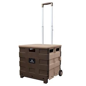 icokka キャリーカート Lサイズ 折りたたみ ふた付き 耐荷重30kg コンパクト コンテナ CCL-BR/LBR