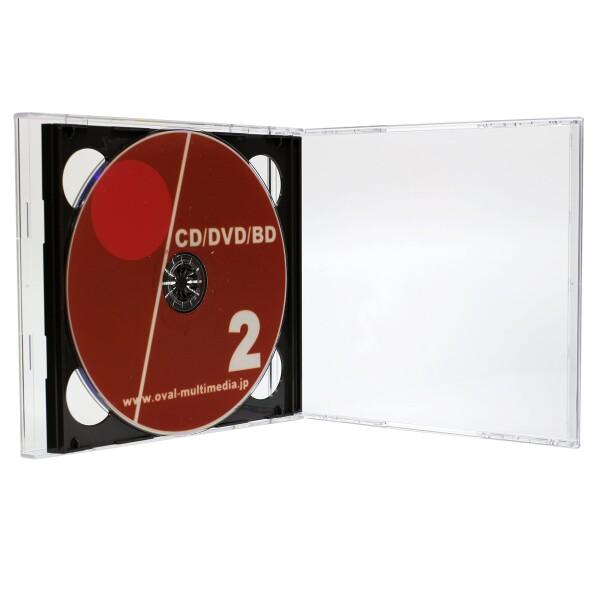オーバルマルチメディア 日本製 10mm厚CDケース2枚収納ブラック/黒色 200個 2Dロゴ有