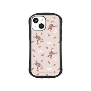 グルマンディーズ おさるのジョージ iPhone13 mini / 12 mini 対応 ハイブリッドガラスケース 総柄 CG-12B