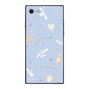 グルマンディーズ シナモロール フラワーフレーム iPhoneSE/8/7  対応 スクエアガラスケース