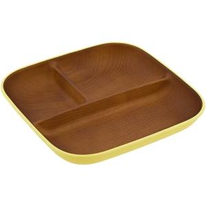 正和 Showa issoecco 仕切り皿 木目 樹脂 スクエア ワンプレート L イエロー クリーンコート 電子レンジ 食洗器対