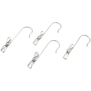 下村企販 洗濯ばさみ フック付ピンチ 4個組 オールステンレス 洗濯物干し 丈夫 32430