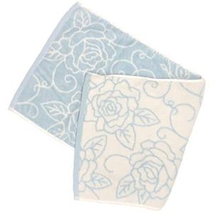 センコー クリアローズ 2 タオル 約34×75cm ライトブルー 薔薇 リバーシブル 両面 67808