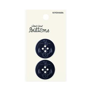 KIYOHARA ナウナウボタン イカリボタン 4つ穴 2個入り 直径25mm 紺 NWN4116