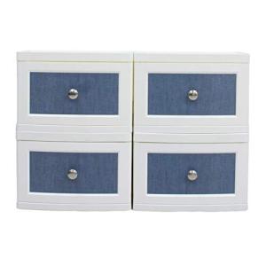 ILC 着せ替えできるヴィンテージチェスト 1段4個セット ブルーデニム 23×34×49cm LB-104-BD