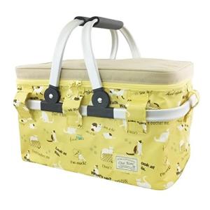 アットファースト 保冷バスケット クーラーバッグ 猫柄 イエロー AF6248 約 W40cm×D27cm×H24cm