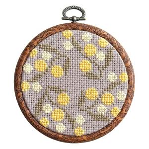 オリムパス製絲 クロスステッチキット &Botanical ミモザ 7562 専用フープ付