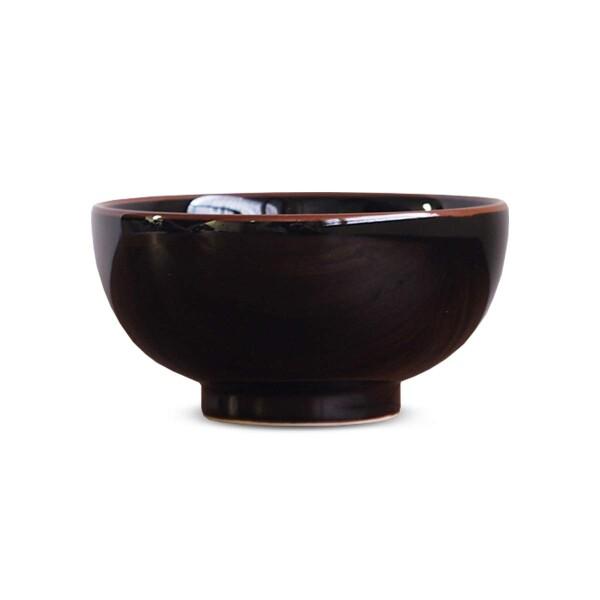 白山陶器(Hakusan Porcelain) おかゆ碗 ブラック Φ13 x 6.5cm 500m...