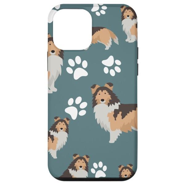 iPhone 12 mini シェットランドシープドッグ 犬のパターンデザイン 肉球プリント スマホ...
