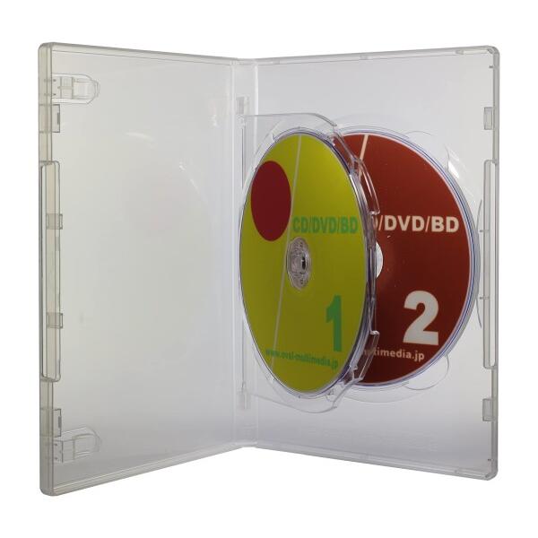 オーバルマルチメディア DVDケース 2枚収納15mm厚フリップトールケース クリア 100個 箱入...