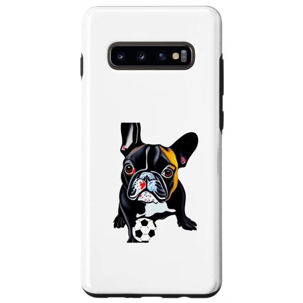 Galaxy S10+ Smileteespets ファニー ブラック フレンチブルドッグ サッカー...