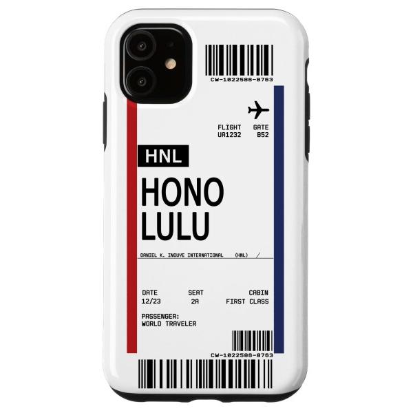 iPhone 11 Boarding Pass ホノルルHNL 航空券 ハワイ スマホケース