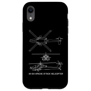 iPhone XR AH-64 アパッチ攻撃ヘリコプター軍事設計図 スマホケース