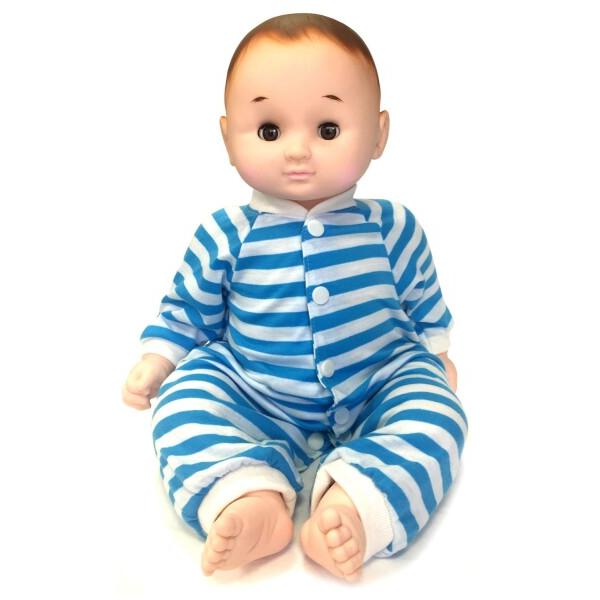 はっぴーわん 赤ちゃん 人形 ベビー のんちゃん 約46cm ブルー 横にすると目が閉じる ぱち