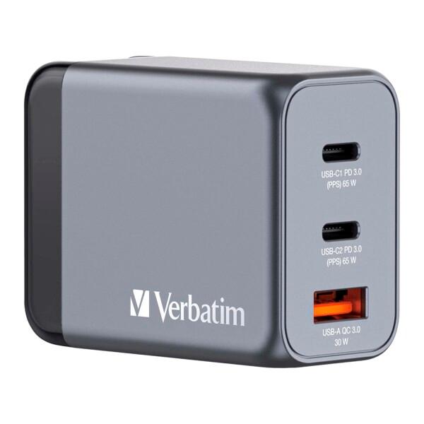 Verbatim(バーベイタム) PD65W対応 AC充電器 USB x3ポート装備 (USB-C ...