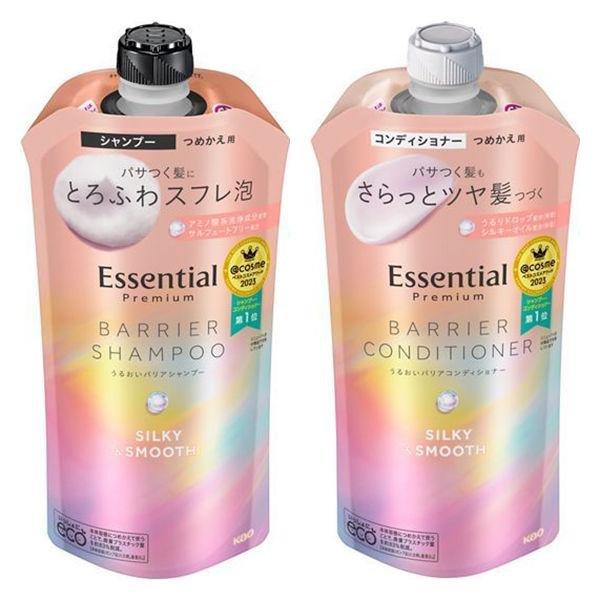エッセンシャル プレミアムうるおいバリアシャンプー &amp; コンディショナー シルキー＆スムース つめか...