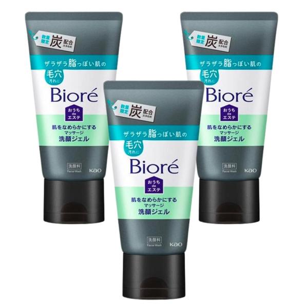 まとめ買い3本セット 花王 ビオレ おうちdeエステ 肌をなめらかにするマッサージ洗顔ジェル 炭 1...