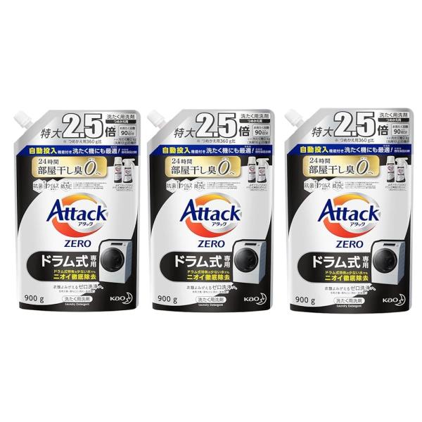 花王 アタックゼロ ドラム式専用 特大 つめかえ用 (860g)×3個セット 詰め替え用 アタックZ...