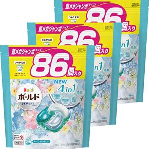 [ケース販売] ボールド 洗濯洗剤 ジェルボール4D フレッシュフラワーサボン 詰め替え 86個x3袋 4つの機能が1つで完璧!｜shine-stores