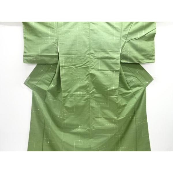 ys7605662;  幾何学模様織り出し手織り紬着物【アンティーク】【着】