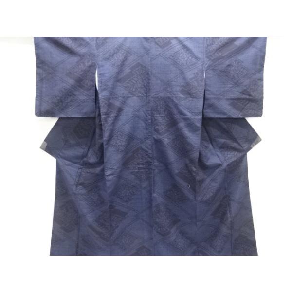 ys7605759;  松皮菱模様織り出し本真綿結城紬80亀甲着物【着】
