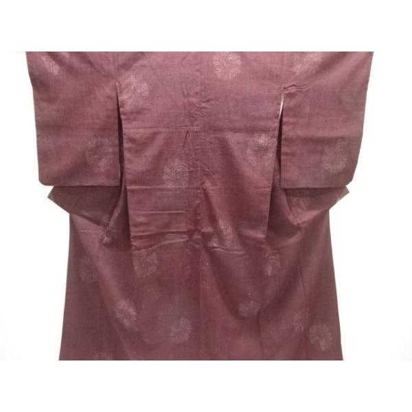 ys7704378;  変わり花模様織り出し本真綿結城紬80亀甲着物【着】