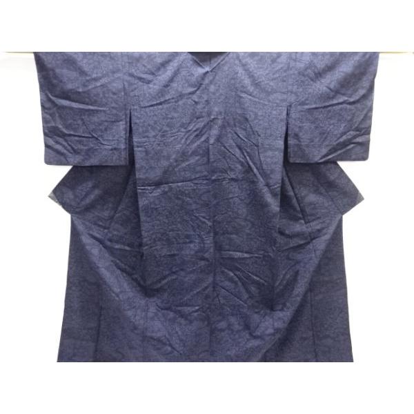 ys7725216;  流水に草花模様織出し本場結城紬80亀甲単衣着物（石下）【着】