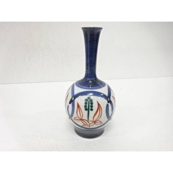 ys7743792;  九谷焼　松本佐一造　色絵　花　花瓶【道】