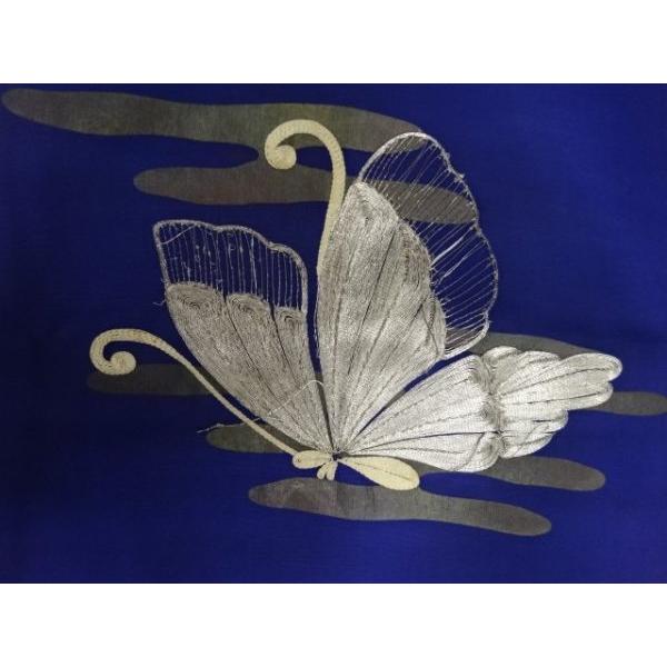 ys7810787;  塩瀬　蝶模様刺繍名古屋帯【アンティーク】【着】