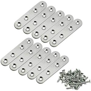Kimlonton10pcs 4穴のステンレス製 ブラケット金具ストレートボード修理家具の固定修理プレート(76.5*16.9mm厚さ