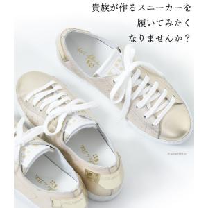 イタリア製 レザー スニーカー レディース ゴ...の詳細画像2