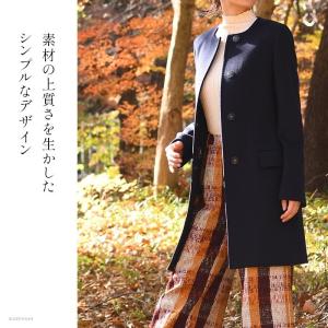 ミドル丈 ノーカラー コート レディース 50...の詳細画像4