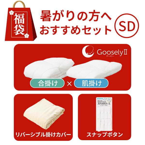 福袋2026 グースリー2 肌掛け/合掛け 掛布団 リバーシブル掛けカバー付き (セミダブルサイズ ...
