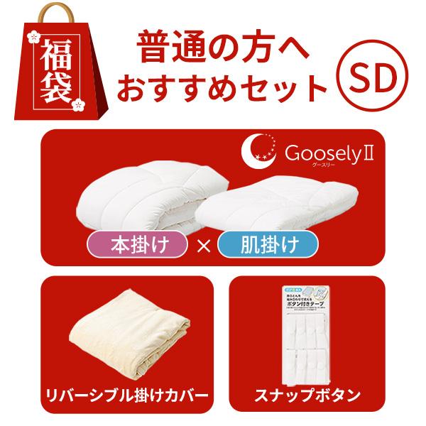福袋2026 グースリー2 本掛け/肌掛け 掛布団 リバーシブル掛けカバー付き (セミダブルサイズ ...