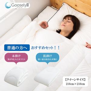 掛け布団 グースリー2 羽毛布団より温かい ダニアレルギー対策 毎日洗える ホコリがほとんど出ない クイーンサイズ 本掛けと肌掛け Goosely 冬の商品画像