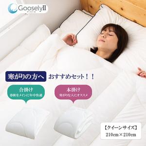 掛け布団 グースリー2 羽毛布団より温かい ダニアレルギー対策 毎日洗える ホコリがほとんど出ない クイーン 掛布団 本掛けと合掛け Goosely 冬