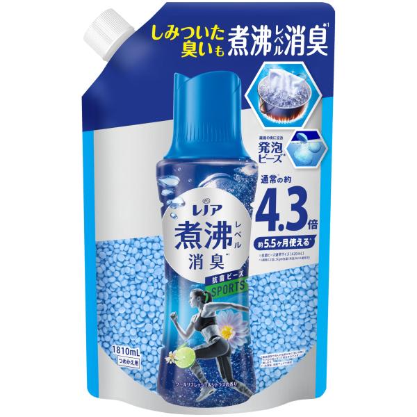 レノア 超消臭 煮沸レベル消臭 抗菌ビーズ SPORTS クールリフレッシュ&amp;シトラス 詰め替え 1...