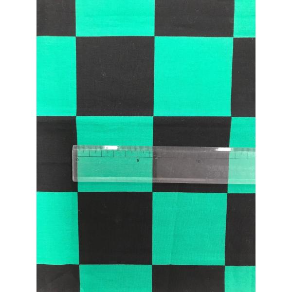 生地・布地 日本製（市松模様グリーン×黒）綿100%ブロード 1m単位