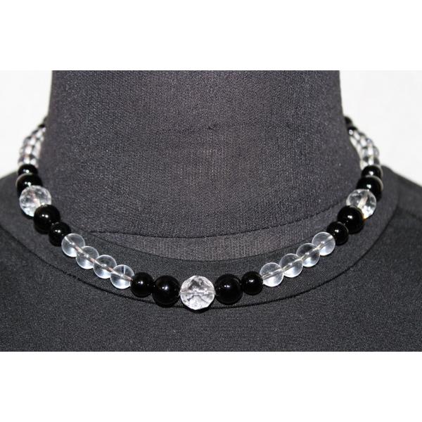 水晶 ブラック オニキス デザイン 数珠 ネックレス