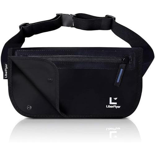 LiberFlyer セキュリポ（SECURIPO）セキュリティウエストポーチ 防水 ブラック（青ジ...