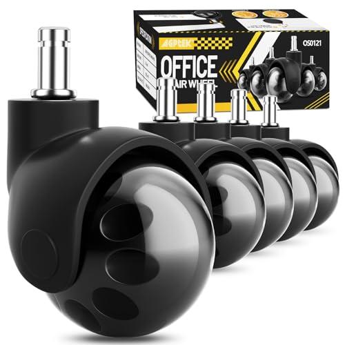 AGPTEK チェアキャスター ポリウレタンチェアホイール（5点セット）差し込み式 オフィスチェアキ...