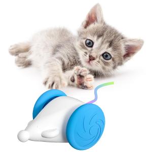 猫おもちゃ 自動式ねずみ 2段階スピード調整 光るしっぽ付き 電動ネズミ 障害物回避センサー 簡単操作 USB充電式 ウィキッドマウス ストレス｜シャイニングONE