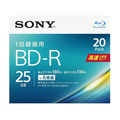 ソニーSONY ブルーレイディスク BD-R 25GB 1枚あたり地デジ約3時間 1回録画用 20枚...