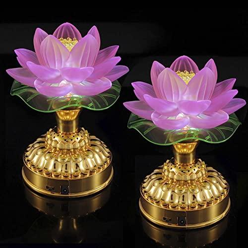 蓮の花 蓮華灯 蓮花 造花 光る蓮の花 仏花 ロータス 7色変化 蓮華 2個セット 2WAY給電対応...